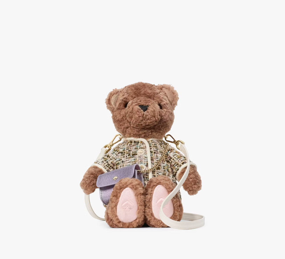 Kate Spade New York Katie Bear Tweed 3D Teddy Bear Crossbody Bag NWT - Picture 1 of 7